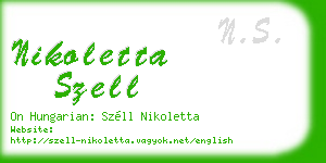 nikoletta szell business card